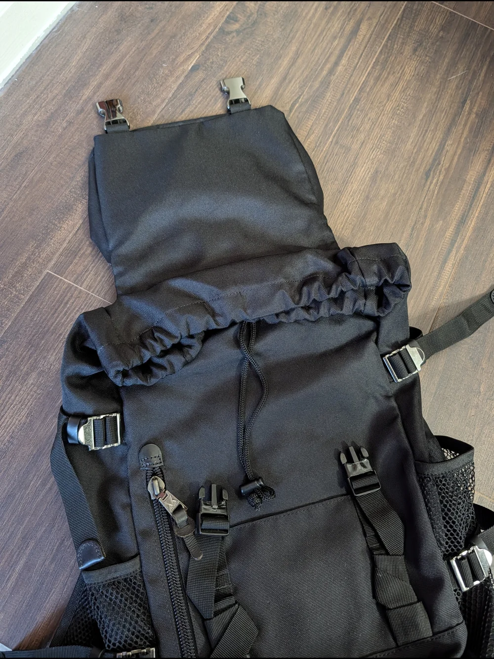 MAKAVELIC TOKYO Black Flap Fold-over Snap Urban Techwear Japanese Backpack